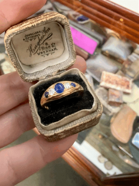 Antique Sapphire and Diamond Gypsy Ring