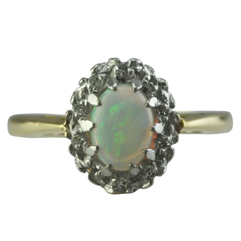 Opal & Diamond Cluster Ring