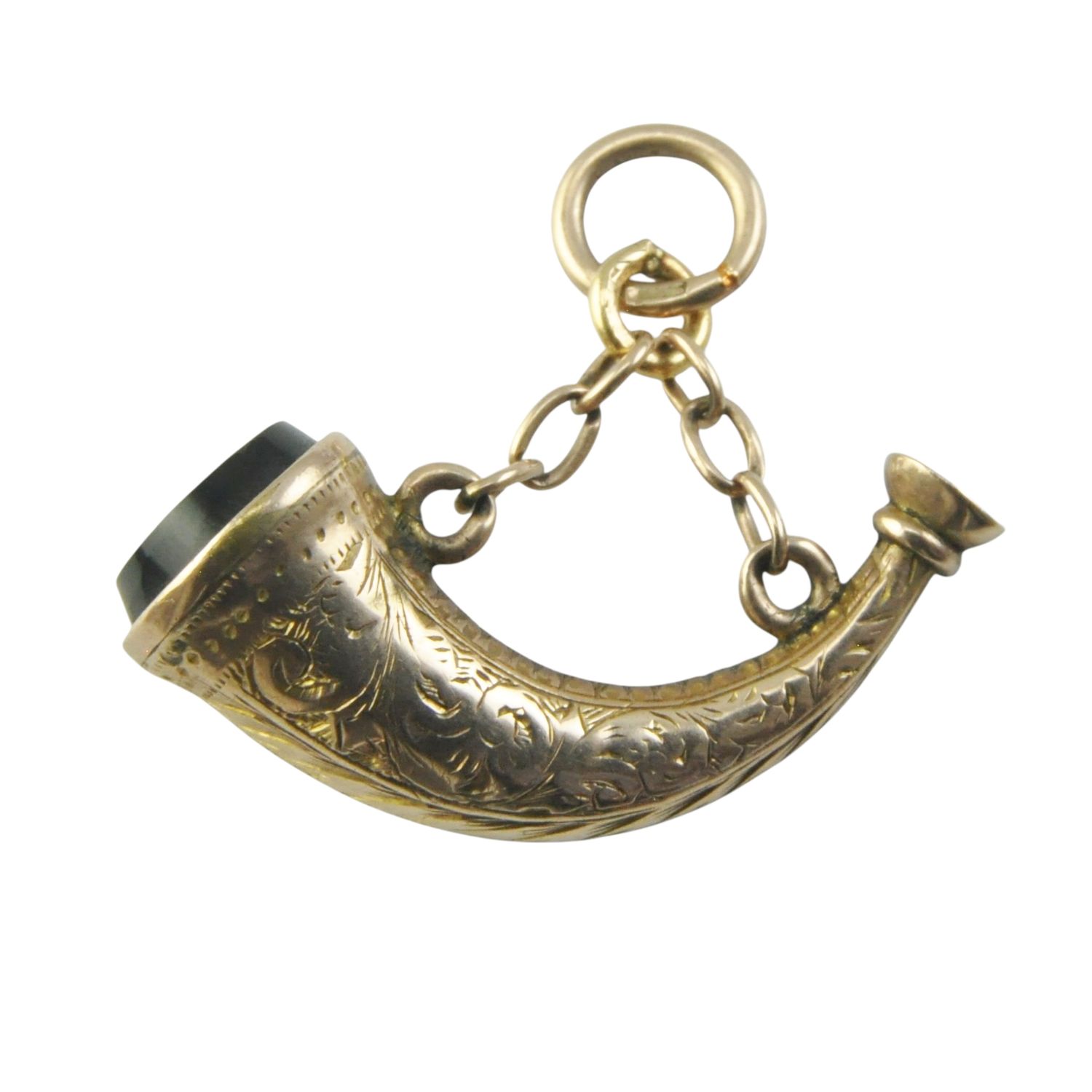 9ct Gold Antique Banded Onyx Pendant