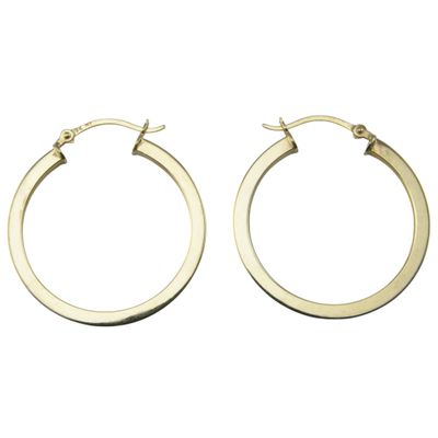 9ct Gold Flat Hoop Earrings