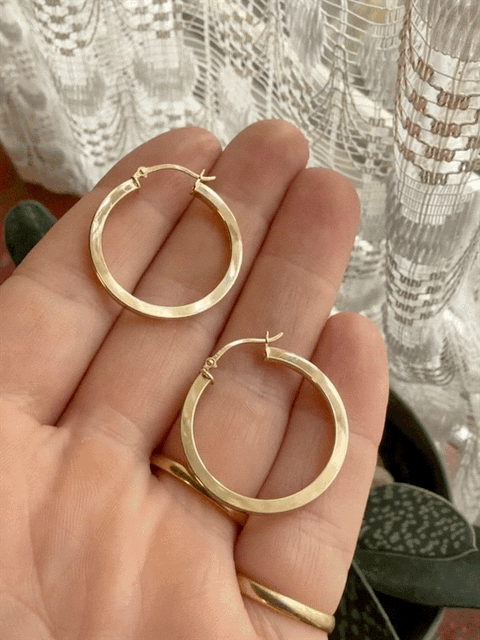 9ct Gold Flat Hoop Earrings