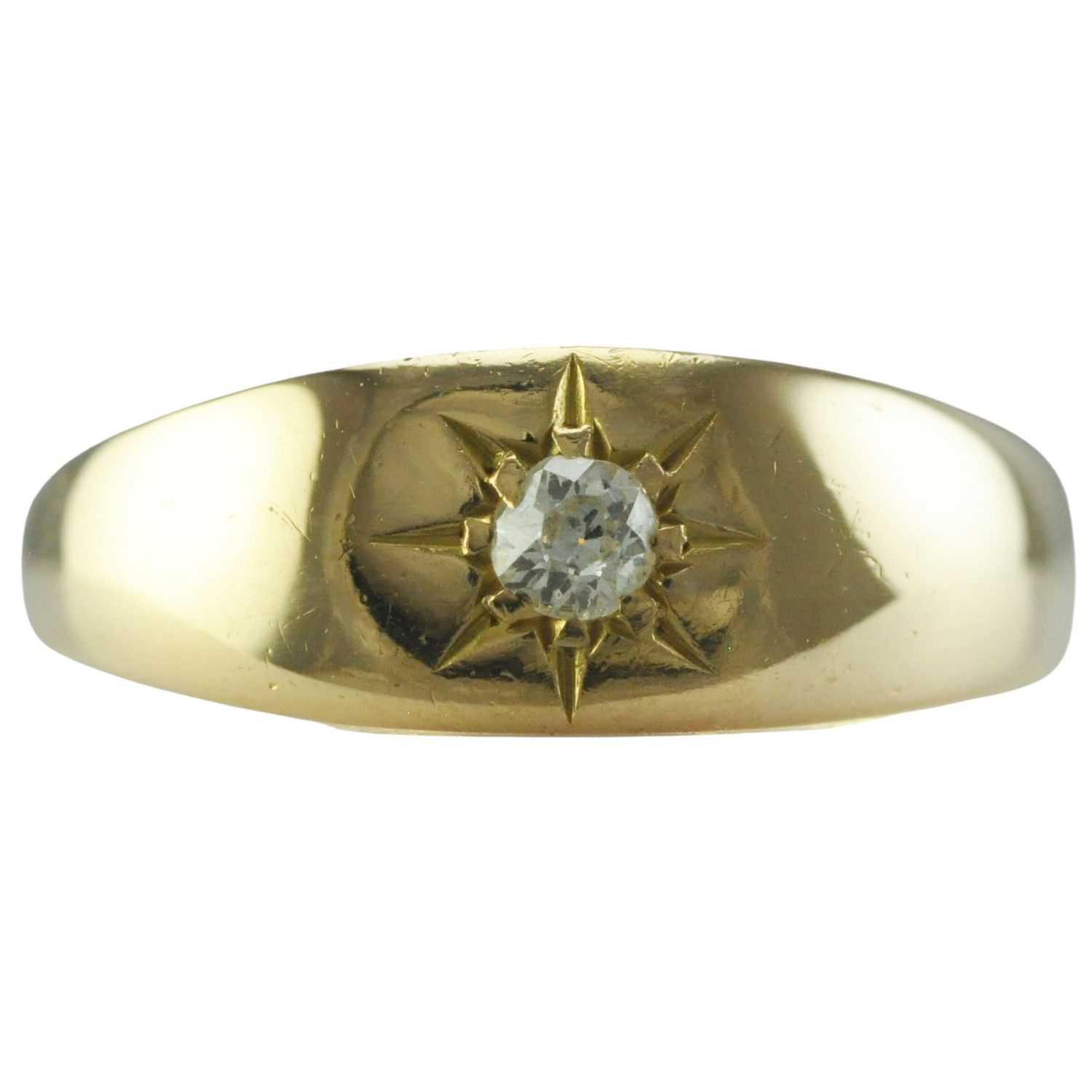 Antique 18ct Gold Diamond Gypsy Ring Antique 18ct Gold Diamond Gypsy Ring