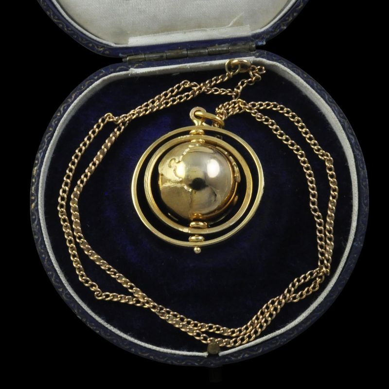 18ct Gold Spinning Globe Pendant