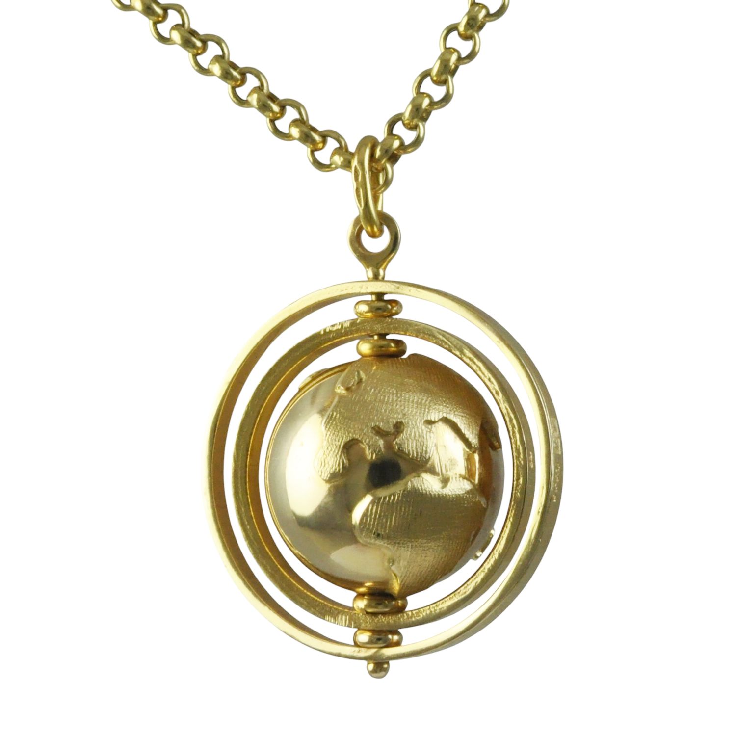 18ct Gold Spinning Globe Pendant