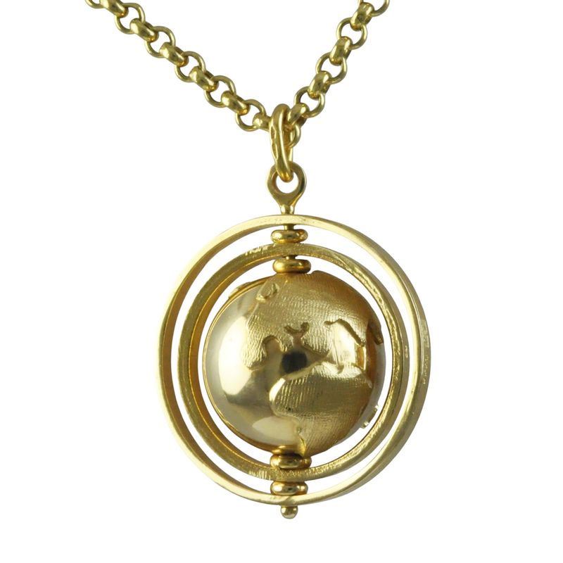 18ct Gold Spinning Globe Pendant