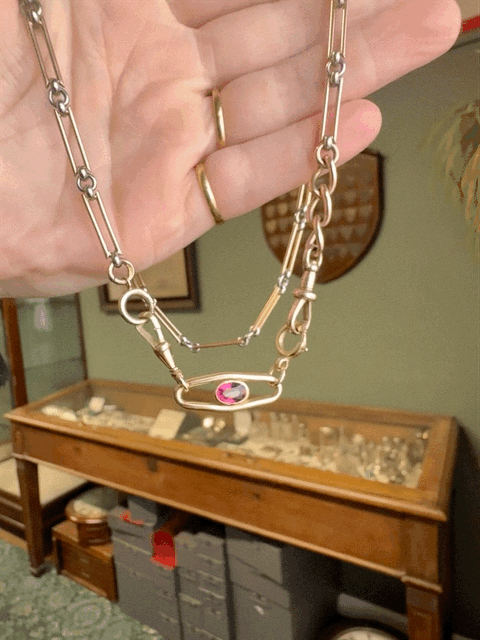 Antique 14ct and 18ct Gold Tourmaline Extender