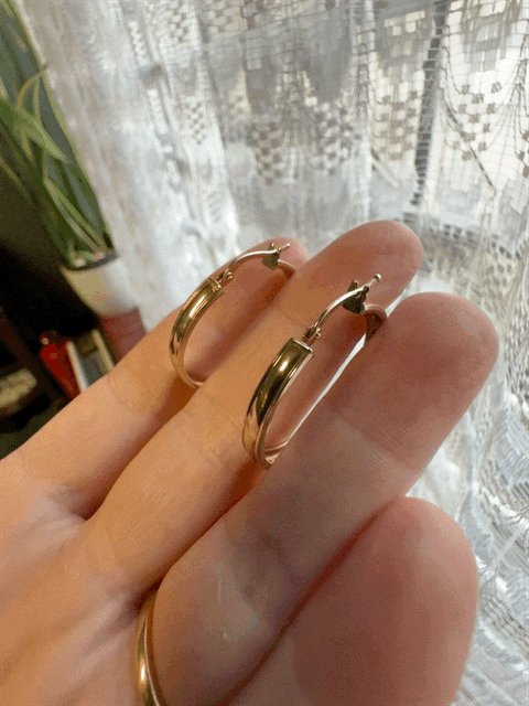 9ct Gold Large Flat Hoops