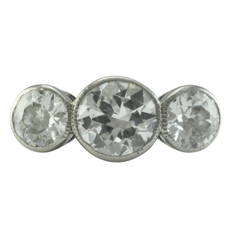 Antique Palladium Diamond Three Stone Ring