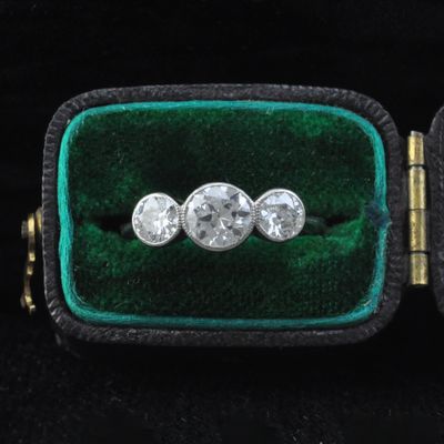 Antique Palladium Diamond Three Stone Ring Antique Palladium Diamond Three Stone Ring