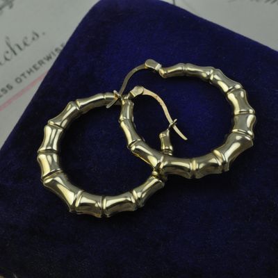 9ct Gold Bamboo Hoops - SOLD 9ct Gold Bamboo Hoops - SOLD