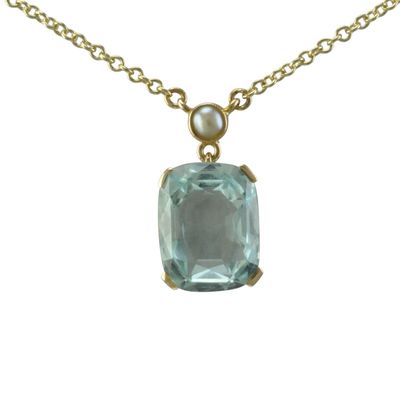 9ct Aquamarine and Pearl Necklace