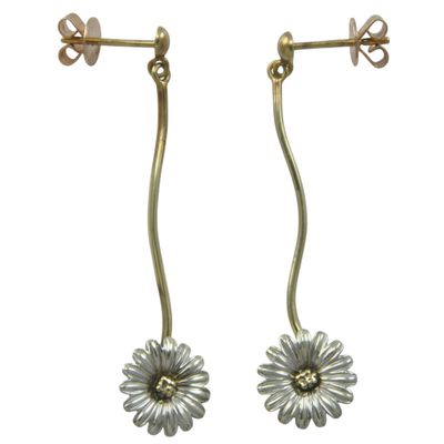 9ct Gold Daisy Drop Earrings