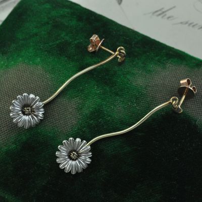 9ct Gold Daisy Drop Earrings 9ct Gold Daisy Drop Earrings