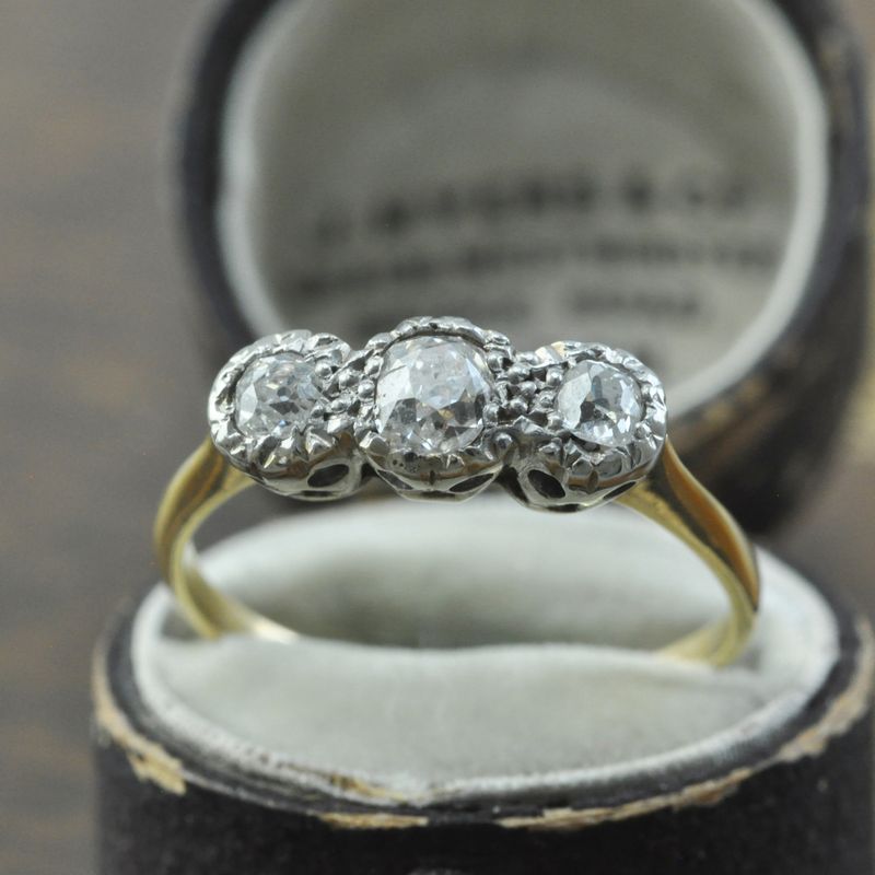 Vintage Illusion Style Three Stone Ring