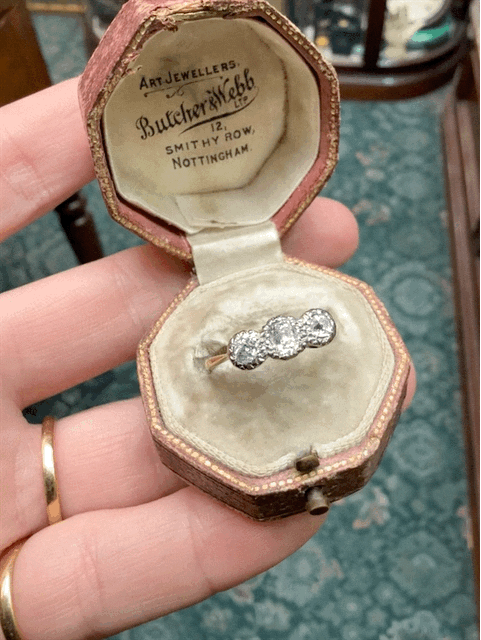 Vintage Illusion Style Three Stone Ring
