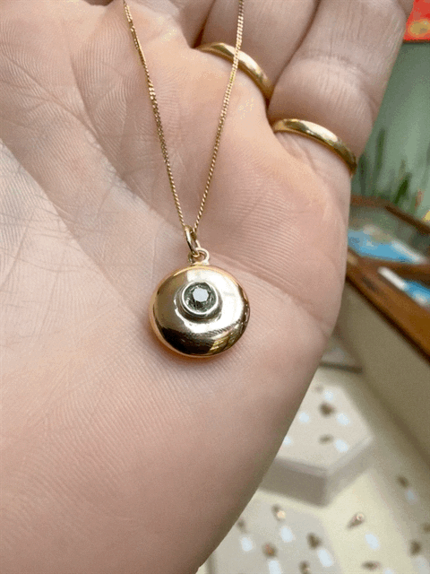 Antique 15ct Gold Diamond Set Disc Pendant