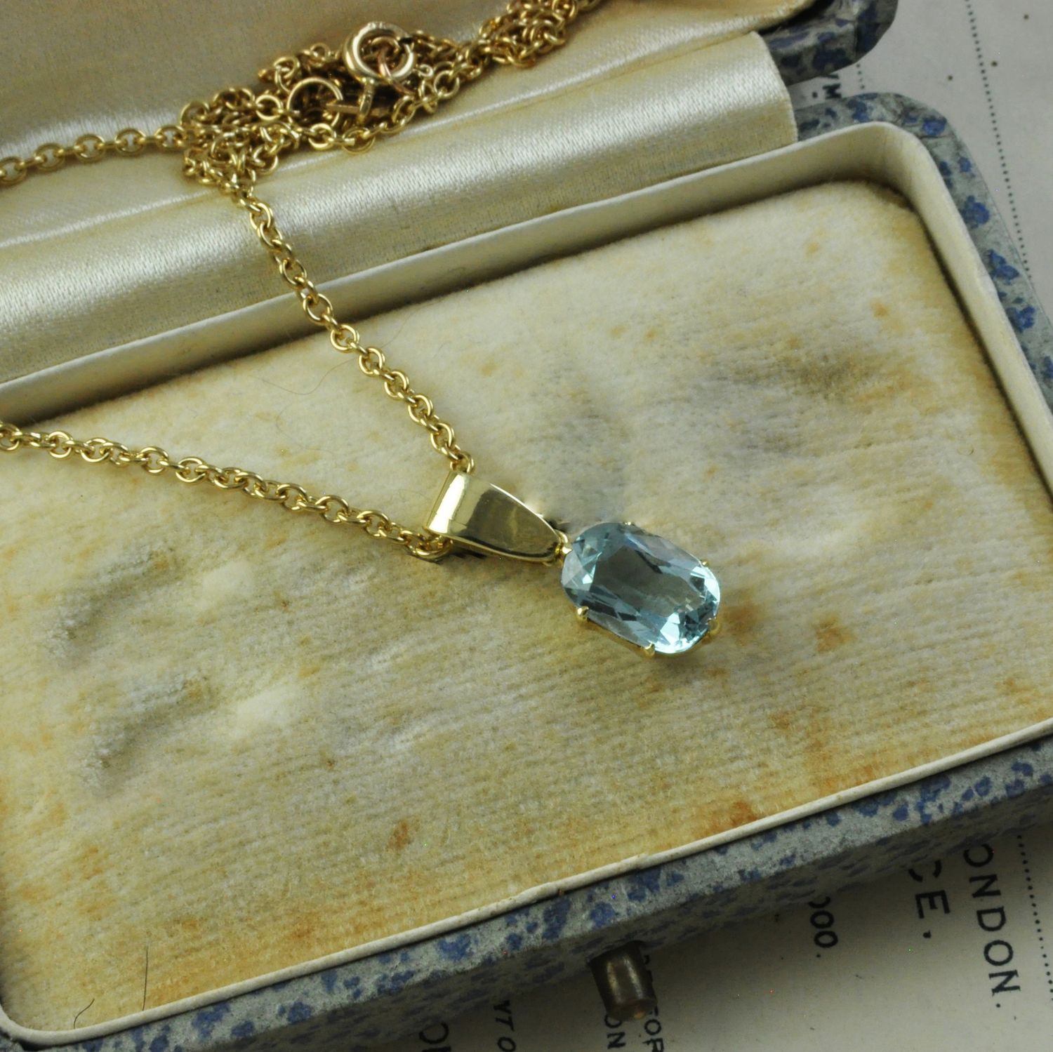 Antique 15ct Gold Aquamarine Pendant