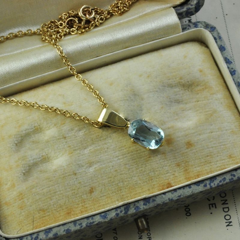 Antique 15ct Gold Aquamarine Pendant - Reserved.