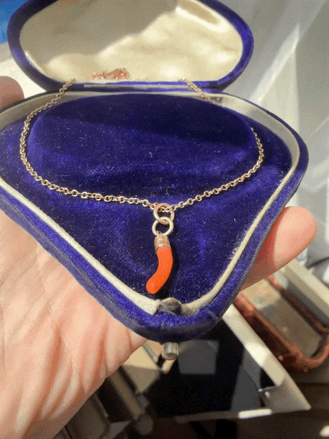 Antique Mixed-Carat Gold Coral Pendant