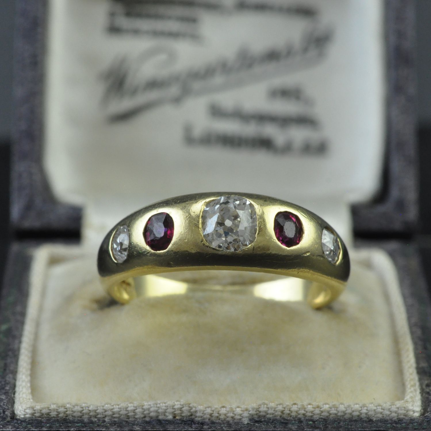 18ct Gold Diamond and Ruby Gypsy Ring