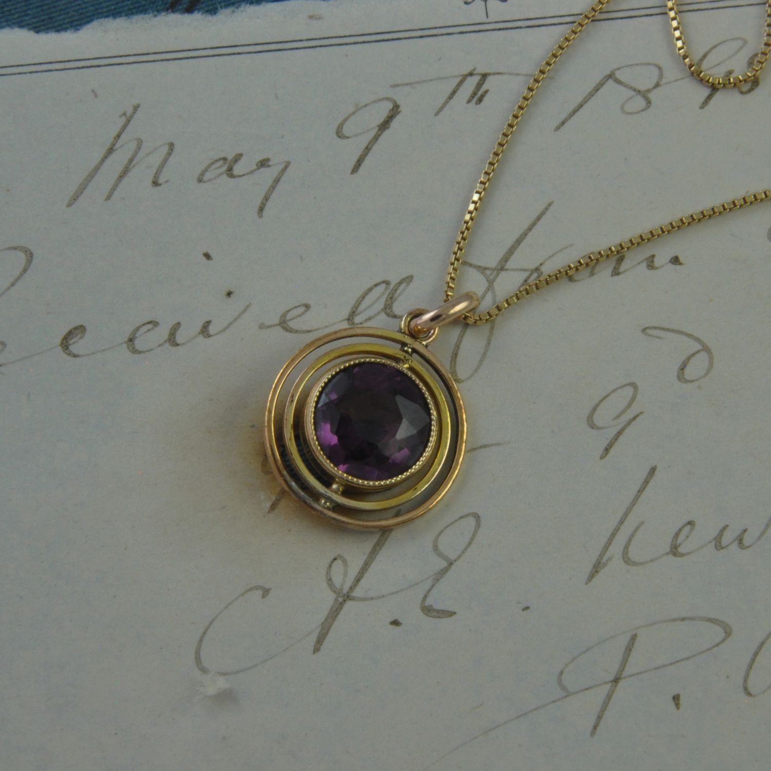 Rolled Gold Amethyst Pendant