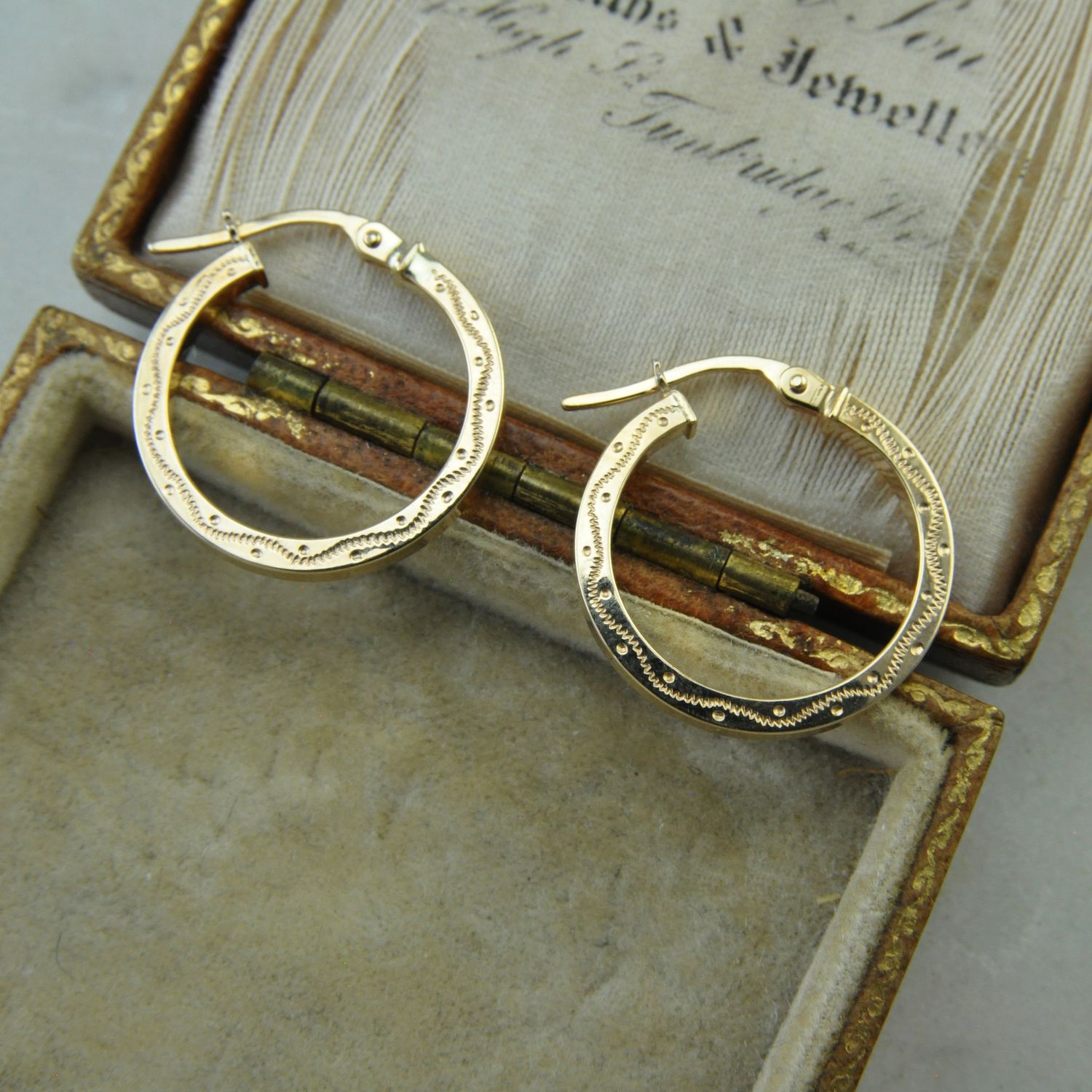 9ct Patterned Hoop Earrings