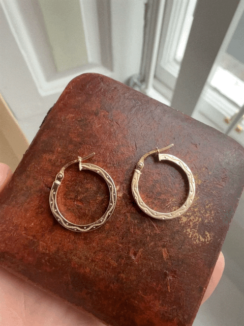 9ct Patterned Hoop Earrings