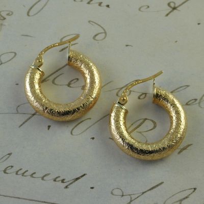 9ct Gold Frosted Round Hoops