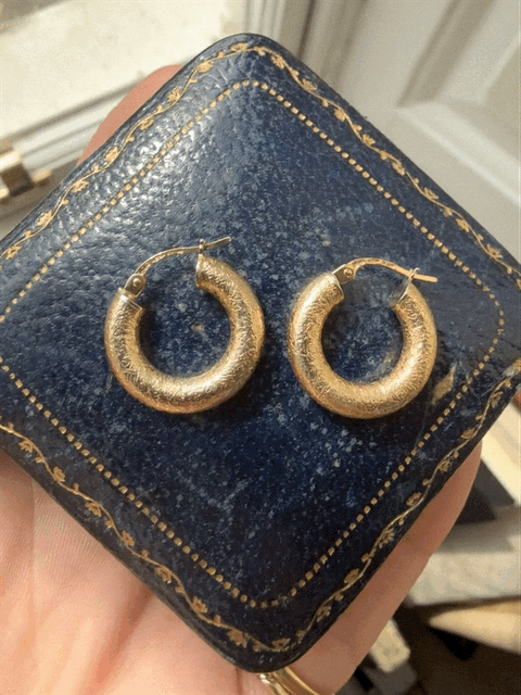 9ct Gold Frosted Round Hoops
