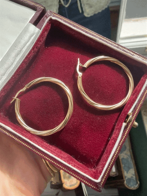 Large 9ct Gold Twisted Hoops