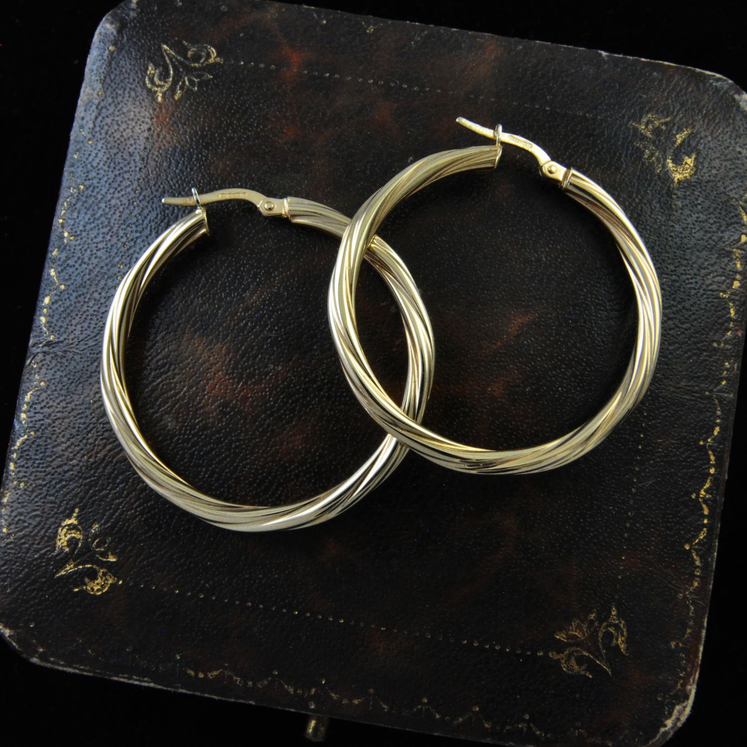 Large 9ct Gold Twisted Hoops