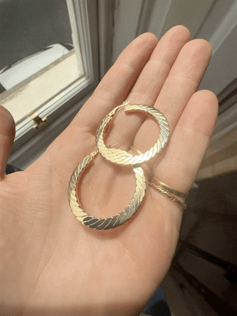 9ct Gold Rectangle Twisted Hoops