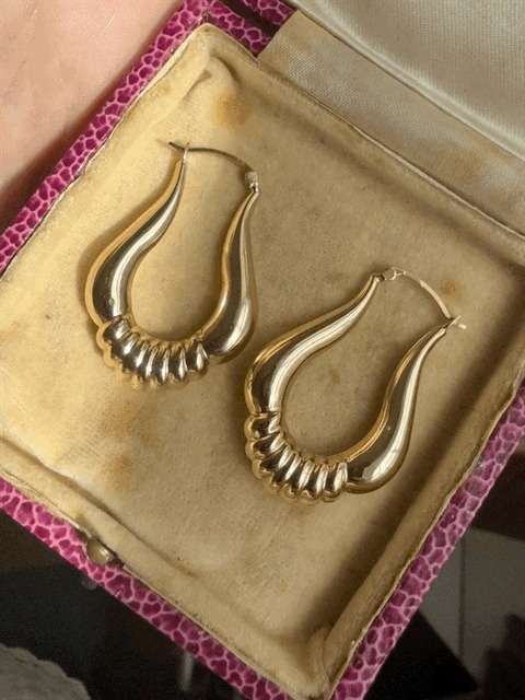 9ct Puffy Graduated Hoops