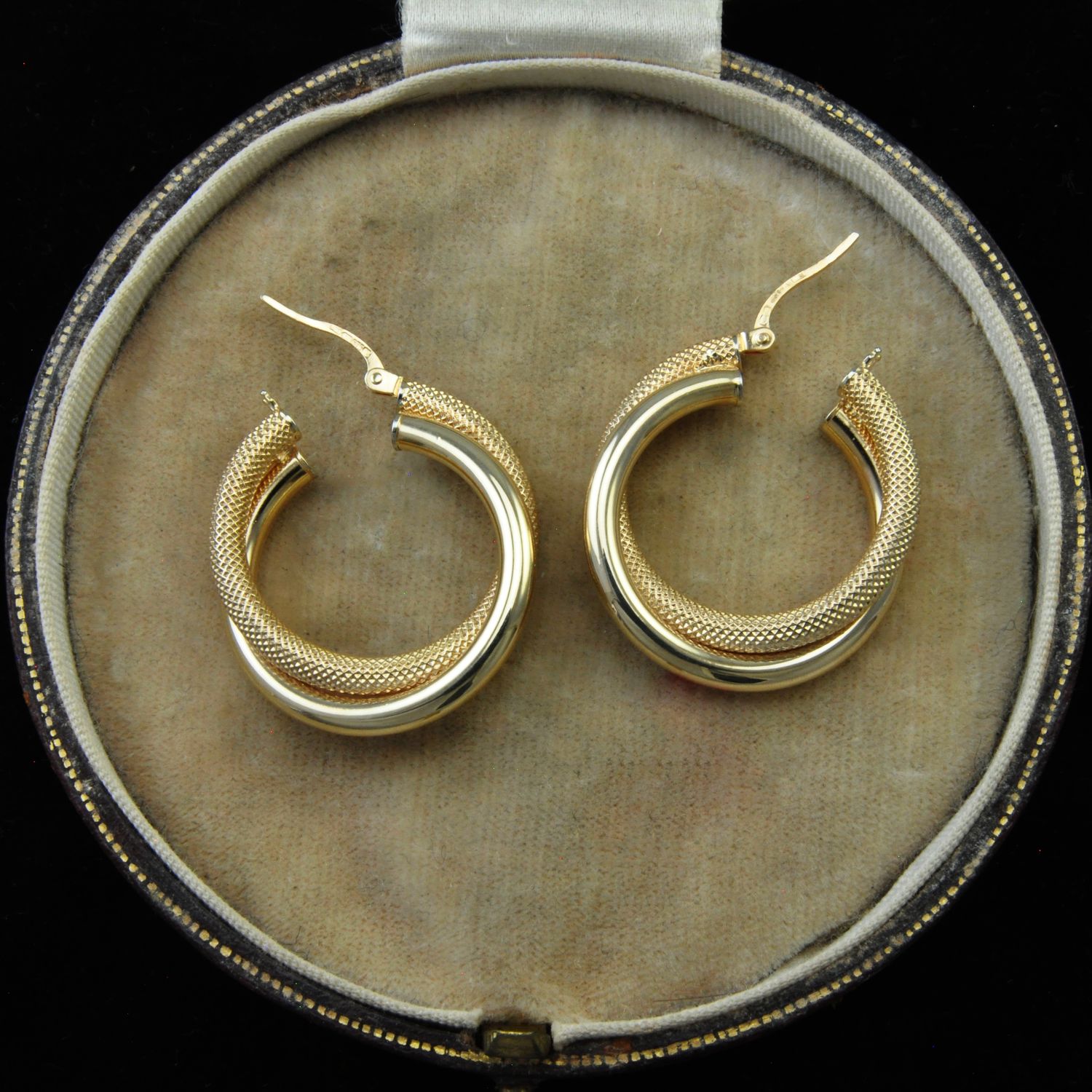 9ct Plain & Patterned Double Twisted Hoops