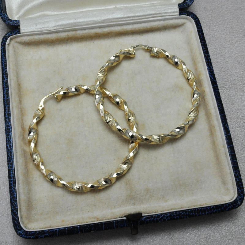 9ct Extra Large Twisted Gold Hoops