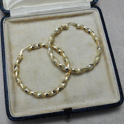 9ct Extra Large Twisted Gold Hoops