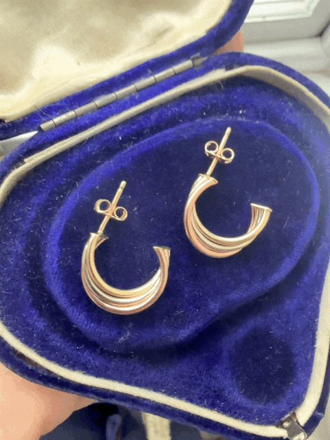 9ct Gold Three Colour Hoop Studs