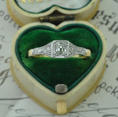 Art Deco Diamond Solitaire Engagement Ring