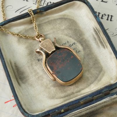 Antique Bloodstone & Carlenian Swivel Fob Antique Bloodstone & Carlenian Swivel Fob