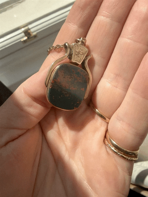 Antique Bloodstone & Carlenian Swivel Fob