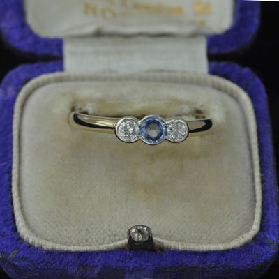 9ct Sapphire and Diamond Three Stone Ring 9ct Sapphire and Diamond Three Stone Ring