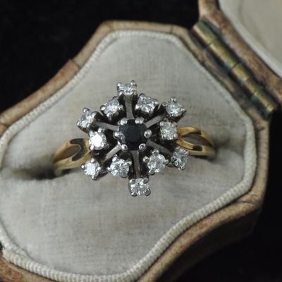 Sapphire & Diamond Abstract Cluster Ring Sapphire & Diamond Abstract Cluster Ring