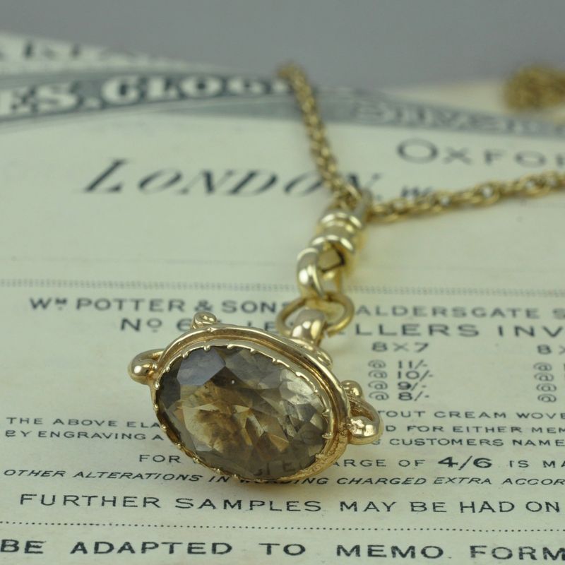 Vintage 9ct Citrine Fob