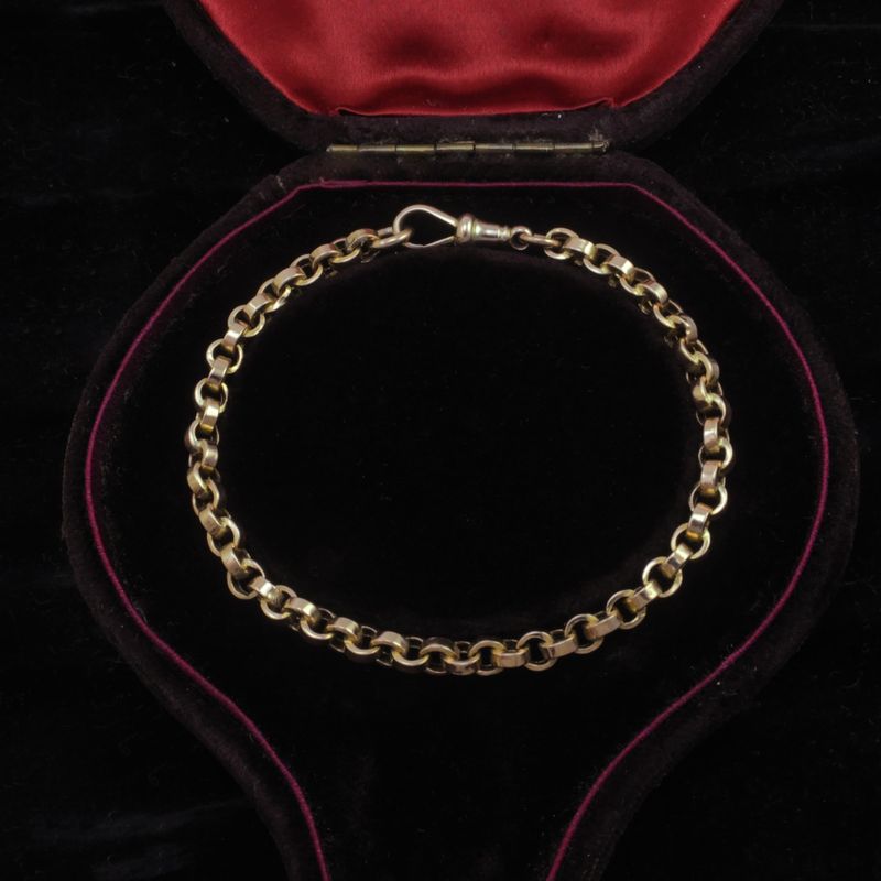 Antique 9ct Rose Gold Belcher Bracelet