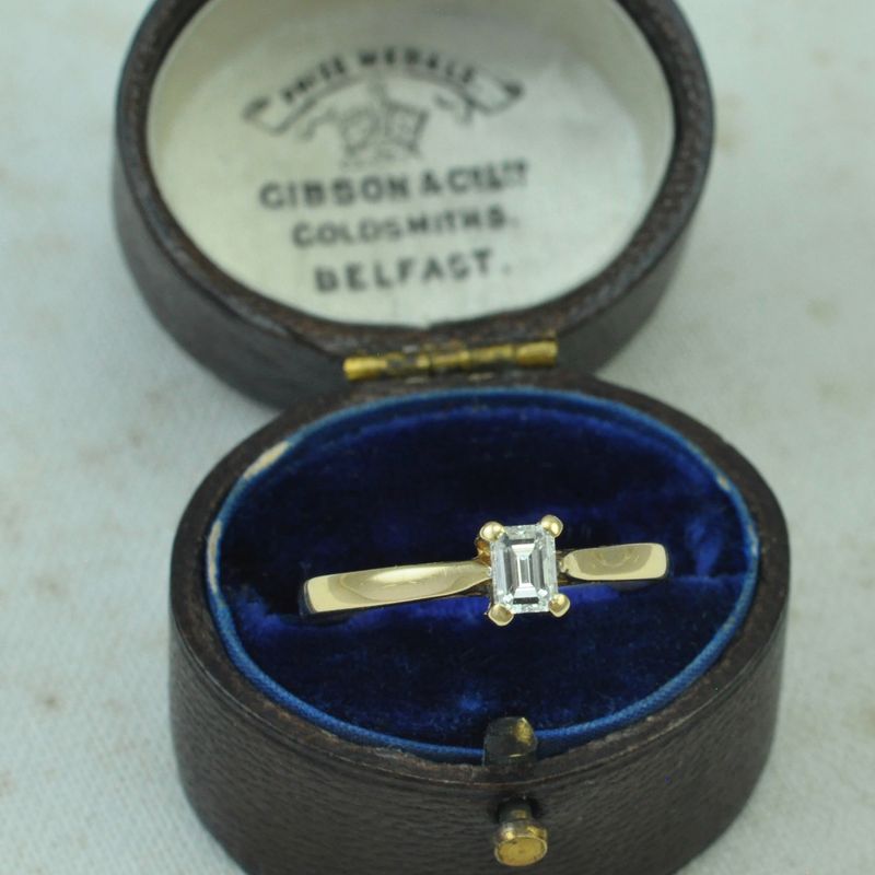 18ct Gold Emerald-Cut Diamond Solitaire Engagement Ring