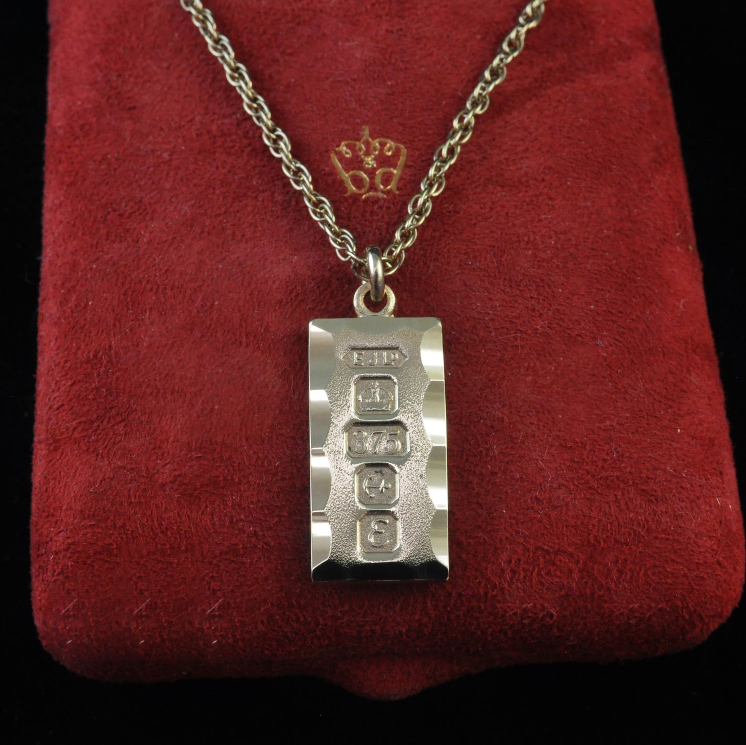 9ct Gold Decorative Ingot Pendant