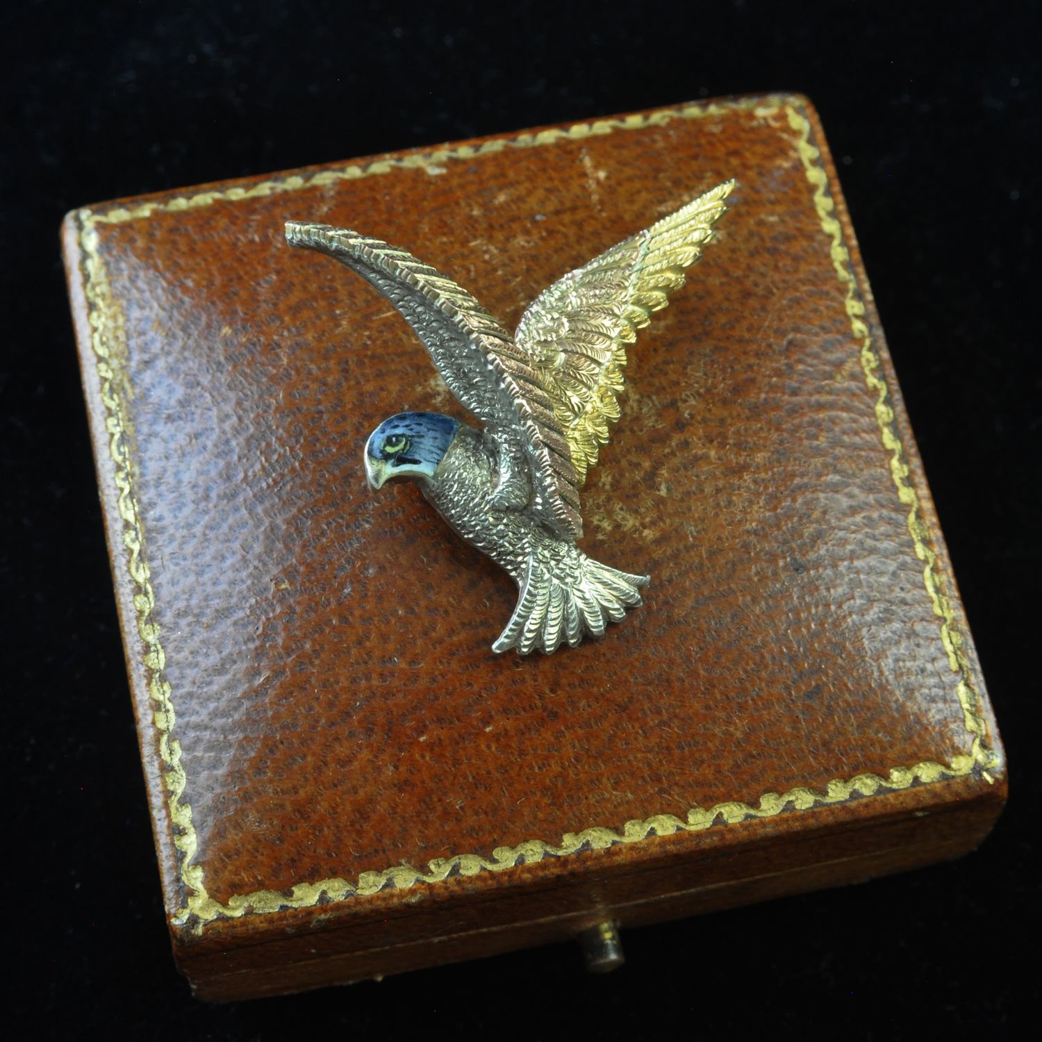 9ct and Enamel Hawk Brooch