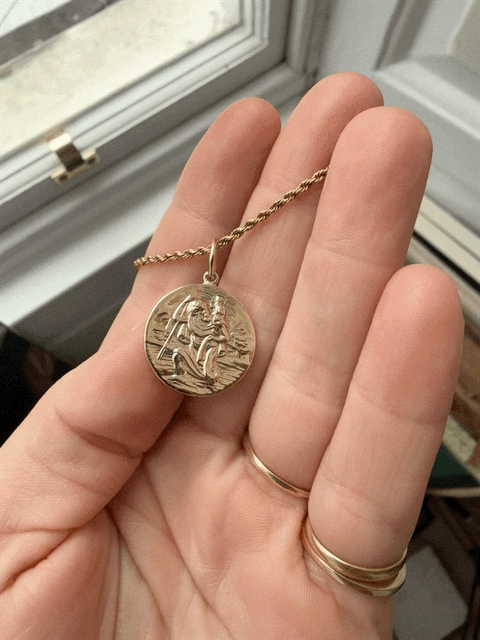 Vintage 9ct Double Sided St Christopher