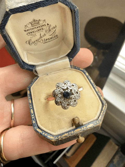 18ct Sapphire and Diamond Cluster Ring