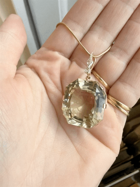 Antique Citrine and Diamond Pendant